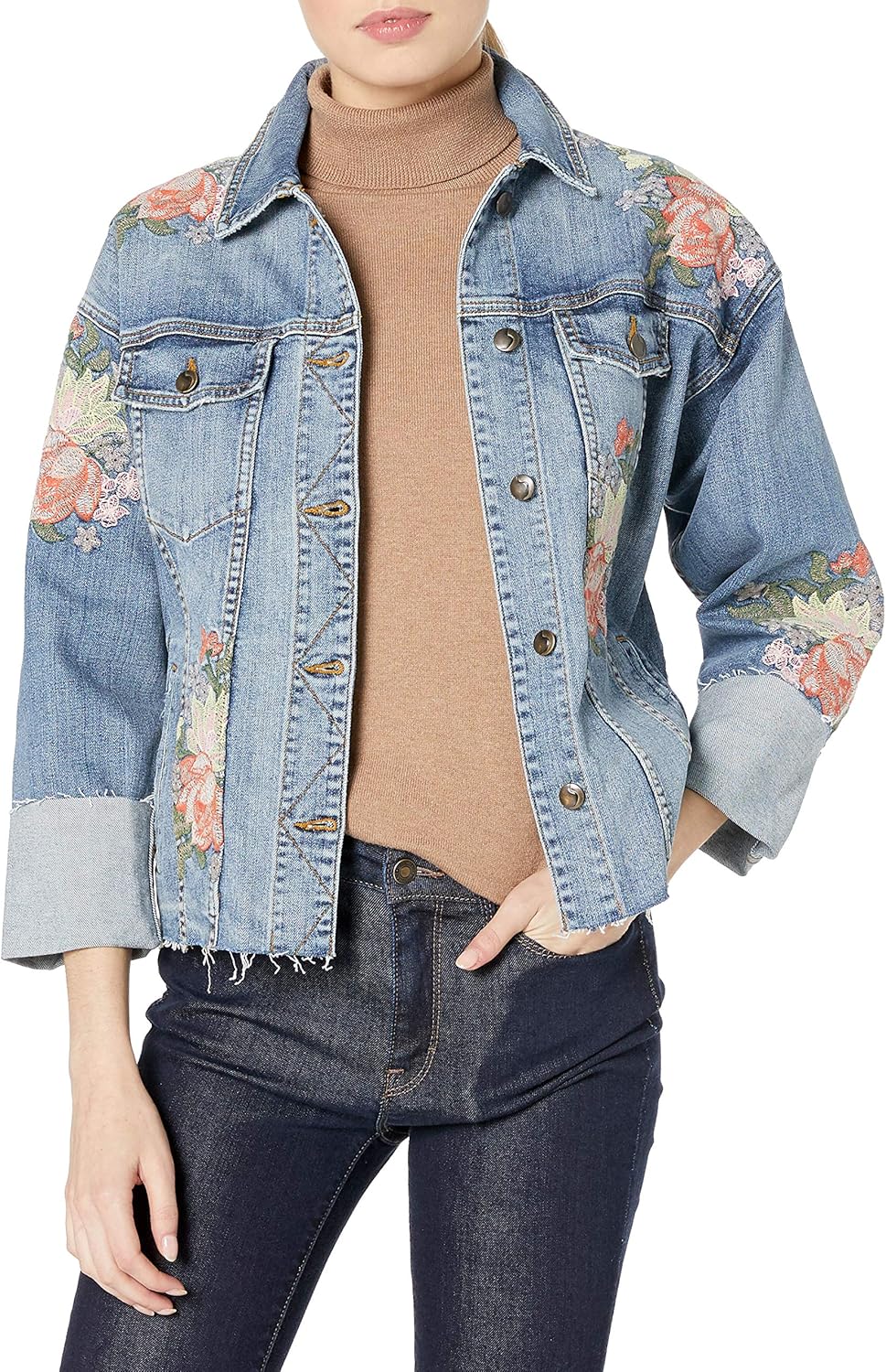 cuffed jean jacket