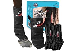 CAREGALLOP Horse Ice Boots, Premium Ice Boots for Horses, Includes 1 Wrap & 2 Gel Packs, Can Use for Cold and Heat Therapies.