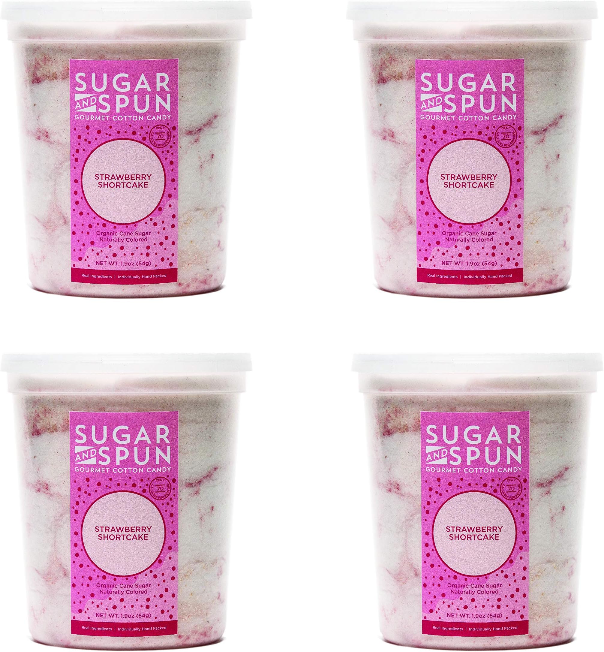 Sugar & Spun Gourmet Cotton Candy, Strawberry Shortcake, 4 Count