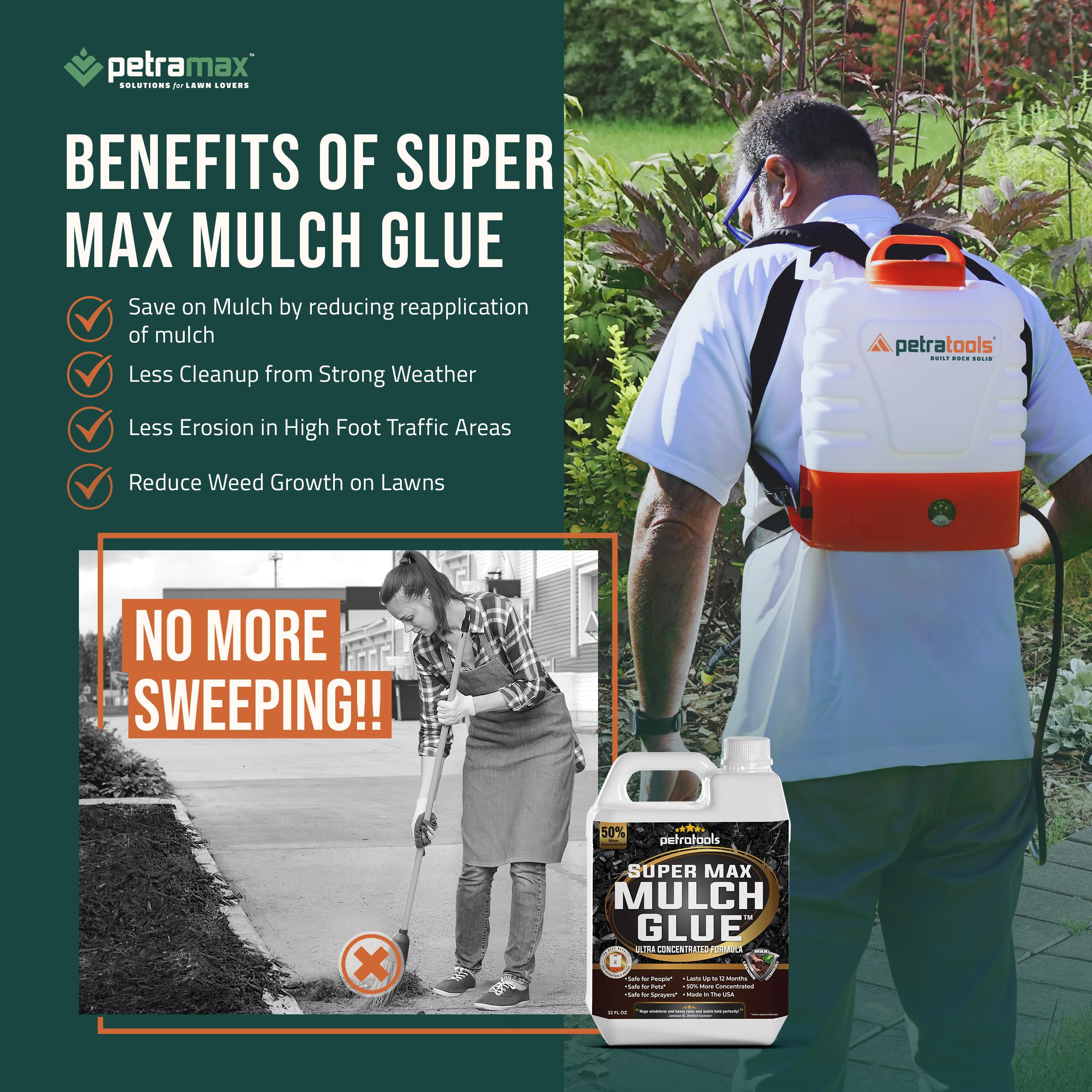 PetraTools SuperMax Mulch Glue Rock Glue, Gravel Glue, Gravel