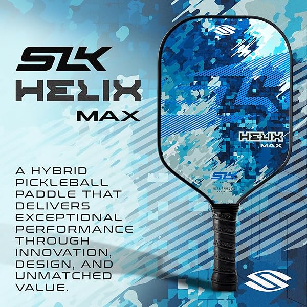 SELKIRK SPORT SLK HELIX PRO PICKLEBALL PADDLE | THERMOFORMED CARBON FIBER CORE PICKLEBALL PADDLES WITH CARBON FIBER & FIBERGLASS HYBRID FACE | UNMATCHED CONTROL | CAMO GLITCH