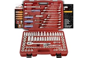EPAuto Mechanics Tool Socket Set Drive Socket Wrench Ratchets, SAE/Metric, 122-Piece