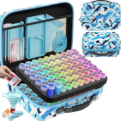 ARTDOT 5D Diamond Art Storage Boxes 120 Slots with Tools Blue