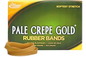 Alliance Rubber 20745 Pale Crepe Gold Rubber Bands Size #74, 1 lb Box Contains Approx. 320 Bands (3 1/2" x 3/8", Golden Crepe)