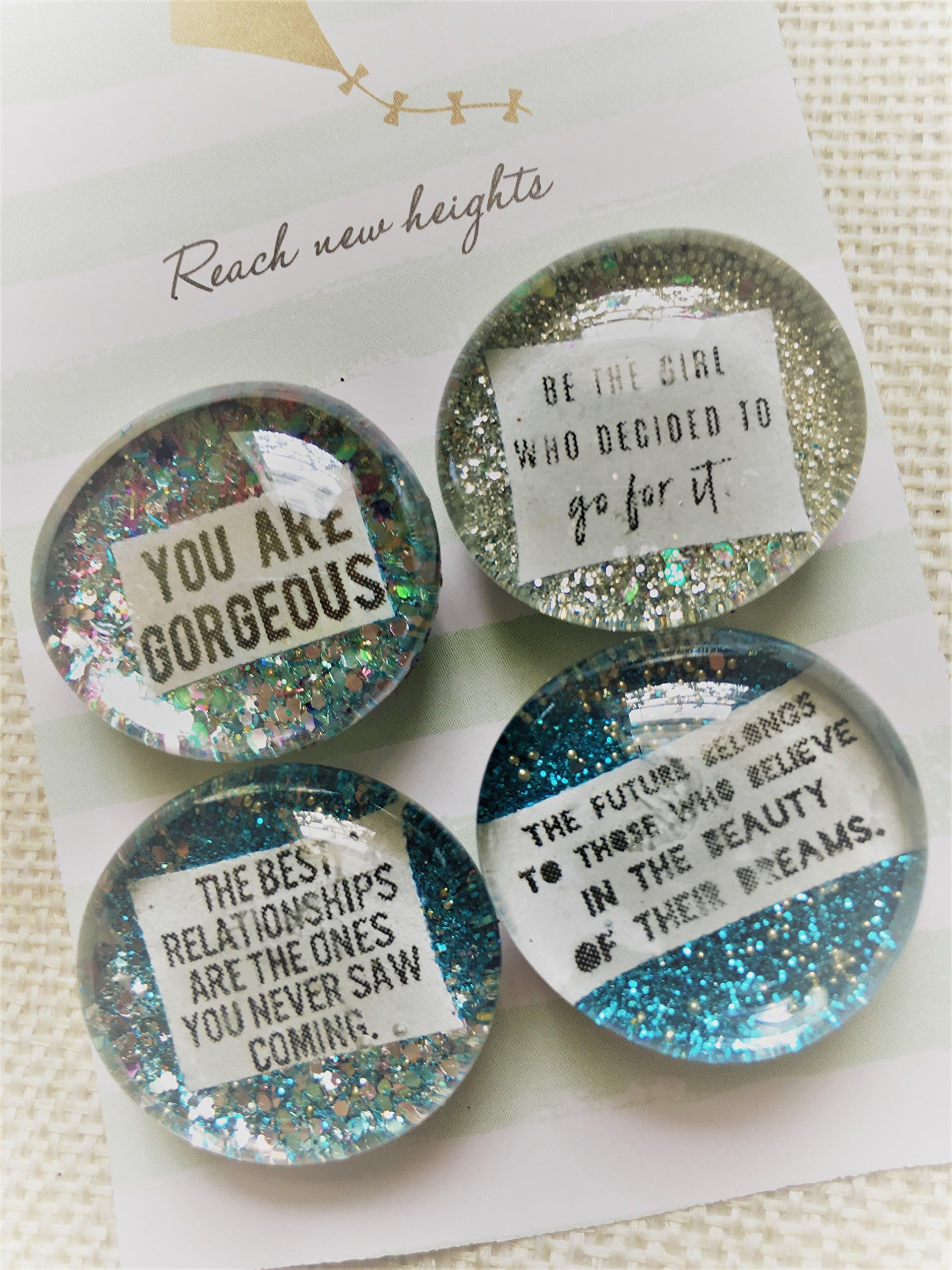 Set of 4 Ultra Sparkle You are Gorgeous (Positive Affirmation) Magnets