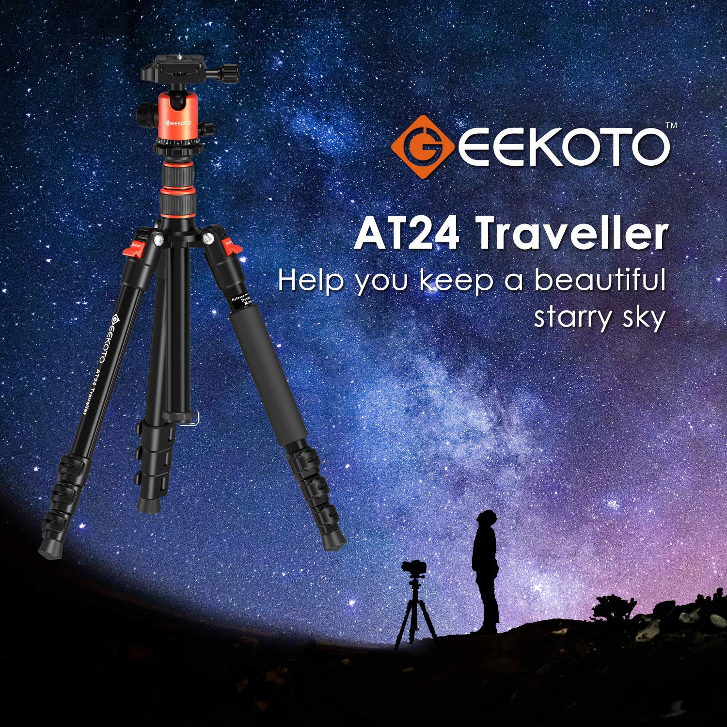 Geekoto 58" Ultra Compact and Lightweight Aluminum Tripod