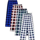 Cooraby Boys Plaid Pants with Pockets Elastic Waist Drawstring - Christmas Plaid Pants for Boys & Girls