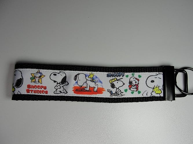 Peanuts Snoopy Woodstock Studios Black Key fob Strap or