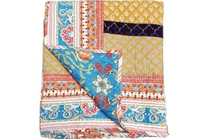 Barefoot Bungalow Thalia Velvet-Embellished Quilted Cotton Throw Blanket, 50 W x 60 L inches, Tango