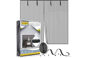 AUGO Garage Door Screen Magnetic Closure - Garage Screen Doors for 1 Car Garage Pull Down - Magnetic Screen Door Mesh - Heavy Duty Weighted Bottom- Pet & Kid Friendly - Keep Open Feature - 8' x 7'