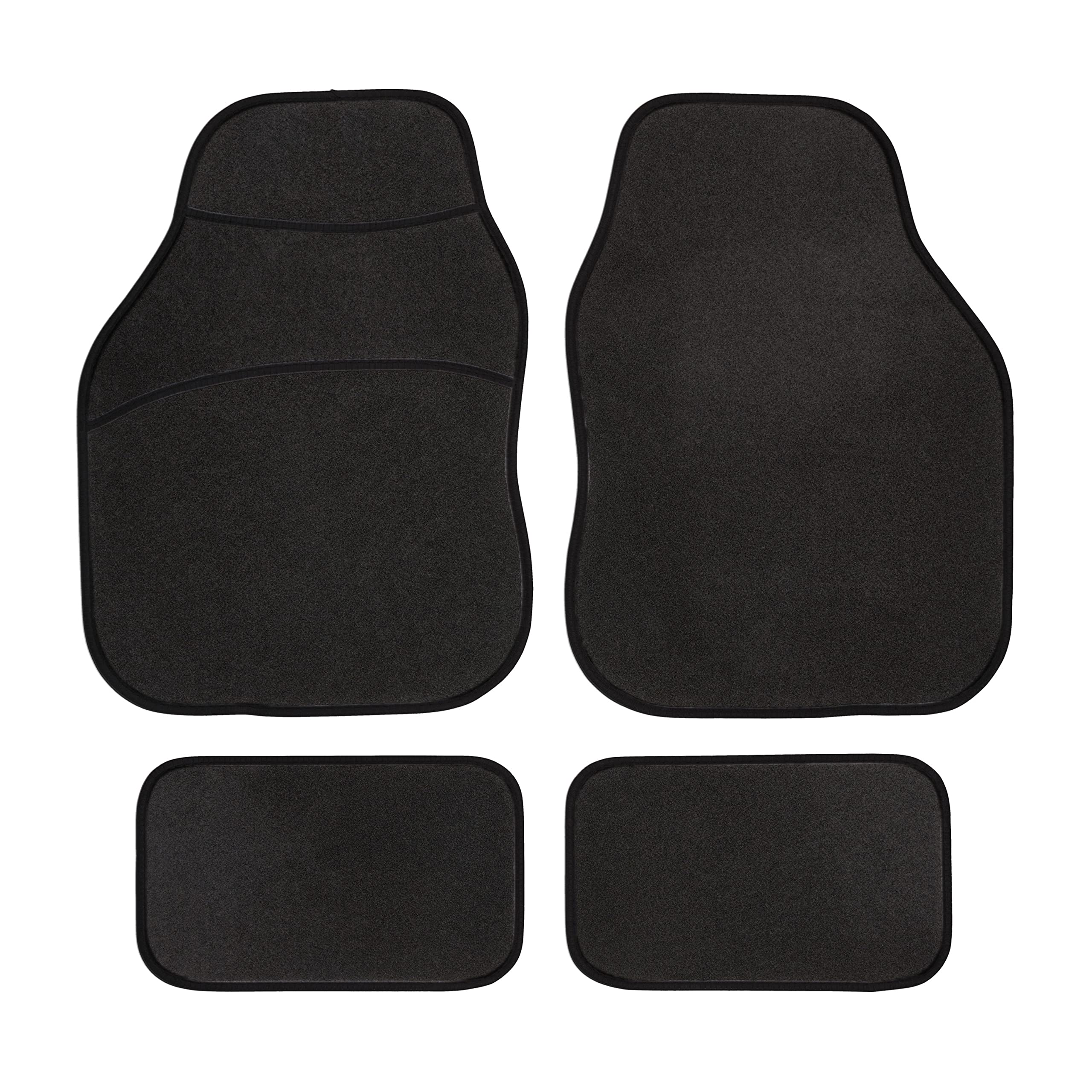 Safe Travel 27600 Universal Car Mats, Left Hand Drive (LHD), Carpet Heel, Black Binding