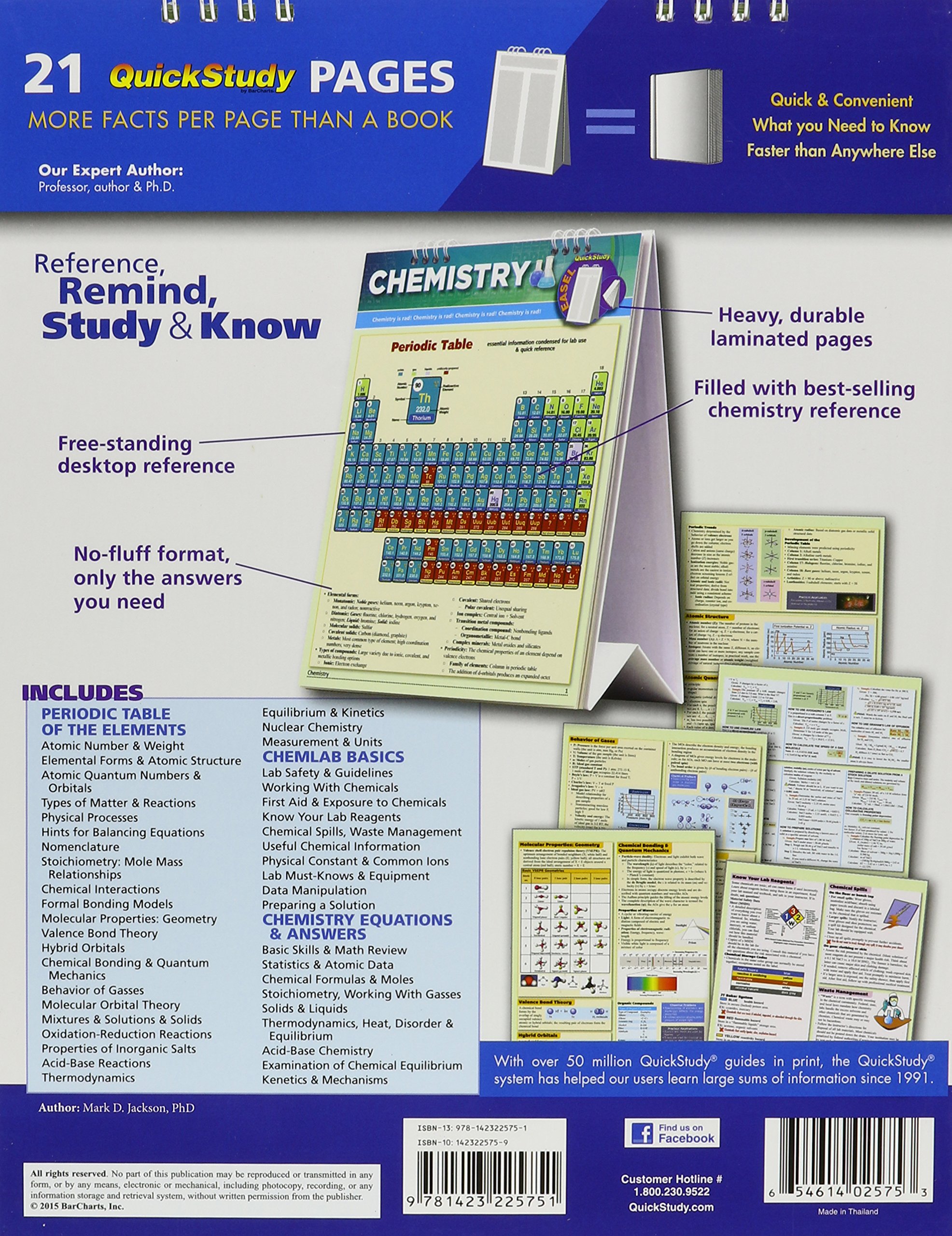 Chemistry Easel Book: a QuickStudy Reference Tool - Core Essentials, Periodic Table, Lab Companion, Equations & Answers