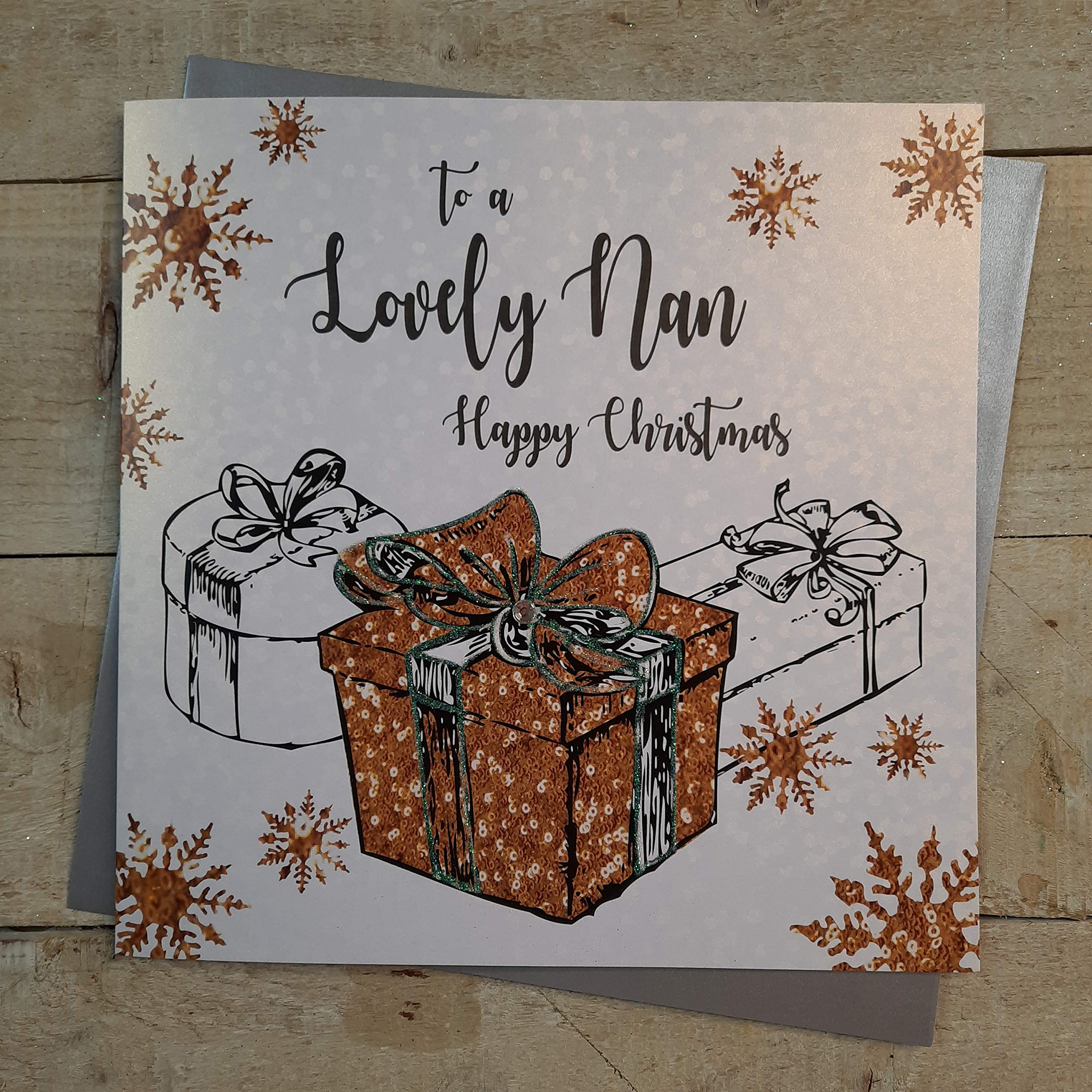 White Cotton Cards XF4-NAN Large "Lovely Nan Happy Christmas" Handmade Christmas Card