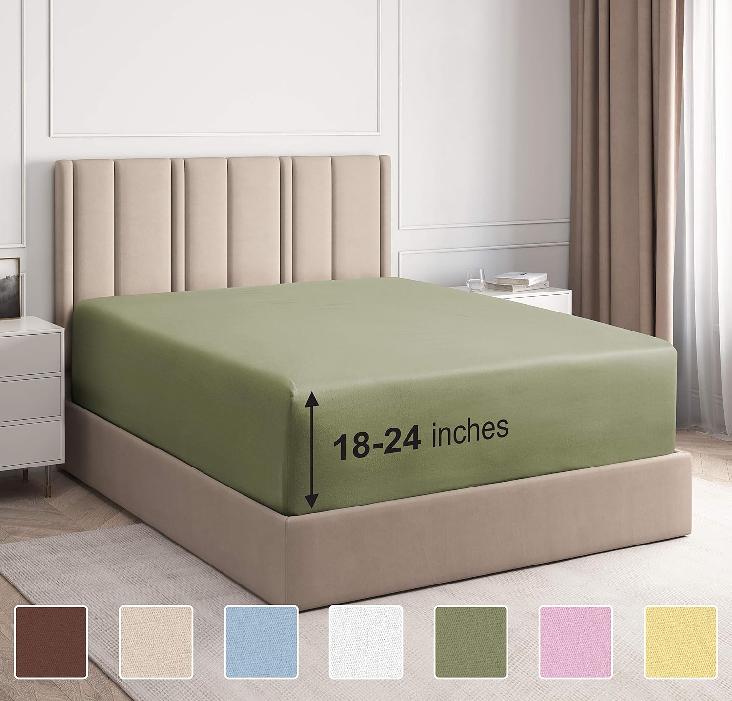 Extra Deep Pocket Fitted Sheet - Single Fitted Sheet Only - Extra Deep Pockets Queen Size Sheets - Fits 18 In to 24 In Mattress - Extra Deep Queen Fitted Sheet - Deep Pockets that Actually Fits: Home & Kitchen