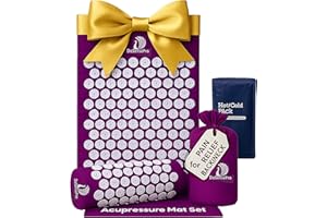 DOSENSEPRO Acupressure Mat & Pillow Set - Acupressure Therapy for Back and Neck Pain Relief, Sciatica, and Pressure Point Aches, Ideal Acupuncture Mat for Sleeping Aid & Recovery (Purple)