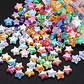 500 PCS Star Shape Beads, Acrylic Assortments Colorful Cute Loose Beads, AB Colorful Bead for Friendship Bracelet DIY Necklace Jewelry Craft Making
