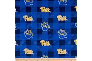 SYKEL ENTERPRISES NCAA Pittsburgh Panthers Buffalo Plaid Fleece, Fabric by the Yard