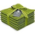 Mellow Buff 100% Cotton Dish Cloth for Dish Washing, Terry Dish Cloth, Cotton Dish Rags, 6 Pack, Super Soft and Absorbent,12"x12", inches, Reusable Cleaning Cloth, Green Dish Cloth