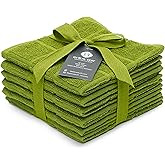 Mellow Buff 100% Cotton Terry Dish Cloth & Dish Towel, 6 Pack, Super Soft and Absorbent Kitchen Towels, Perfect for Kitchen Cleaning and Dish Washing (Green 6 Pack)
