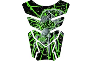 IMMORTAL GRAPHIX Size is 8.3" Tall x 6.4" Wide, Green Skull Spyder Spider Motorcycle Sport Bike Gas Tank Pad Protector Guard Sticker Decal