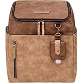 Petunia Pickle Bottom Tempo Backpack, Designed for Busy Families, Attaches to Stroller or Suitcase, Spacious Main Compartment, Brioche