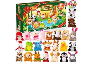 JOYIN 2025 Christmas Advent Calendar with Mini Animal Plush, 24 Days Countdown Advent Calendar with 24 Stuffed Animals, Kids Girls Party Favor, Xmas Gift Classroom Prizes, Christmas Party Favor Gifts