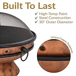 Sunnydaze 30-Inch Large Outdoor Fire Pit - Wood
