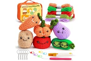 Crochetobe Crochet Kit for Beginners - 6 PCS Crochet Vegetables, Beginner Crochet Kit with Detailed Instructions and Video Tutorials, Complete Crochet Set for Beginners Adults (Patent Product)