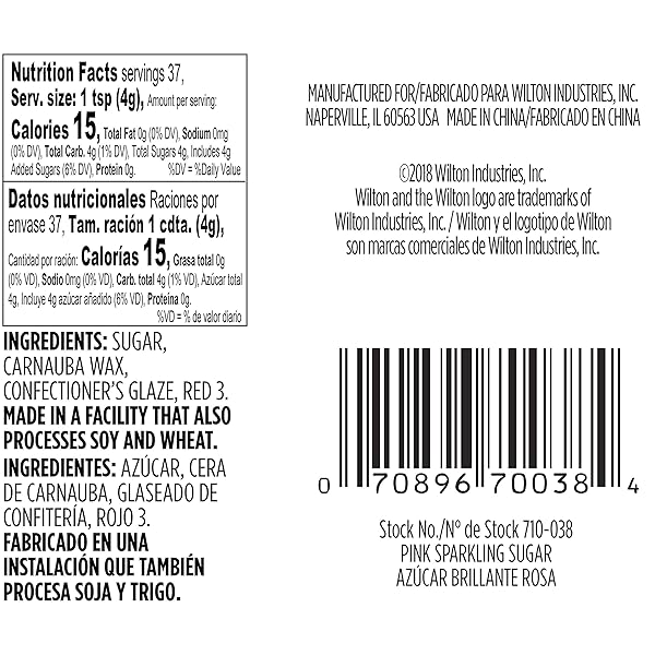 WILTON PINK SPARKLING SUGAR, SHIMMERING SPRINKLES FOR DECORATING CAKES, CUPCAKES, COOKIES & DESSERTS, EDIBLE PINK SUGAR CRYSTALS FOR BAKING, 5.2 OZ.