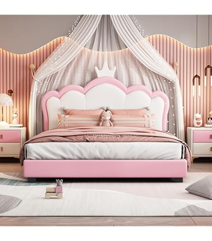 Amazon.com: CITYLIGHT Full Size Princess Bed for Girls, PU
