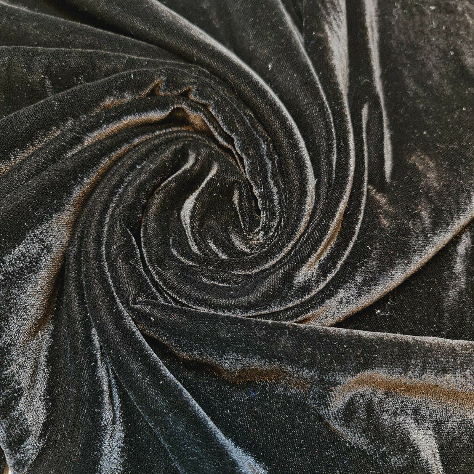 Luxurious Soft Three Crown Micro 5000 Velvet Dress Craft Fabric Material Suitable for Home Decor, Curtains, Upholstery & More 44" - 112 cm Wide Sold As 1 Meter Pre - Cut Lengths (Black)