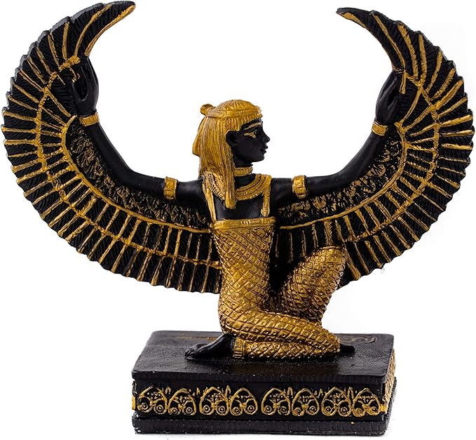 Top Collection Mini Kneeling Isis Statue Decorative Hand Painted Egyptian Goddess of Life and
