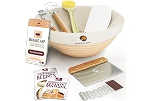 Superbaking Banneton Bread Proofing Basket, Sourdough Bread Baking Supplies, Round 9 Inch Sourdough Starter Kit, Proofing Bas
