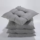 HAMO 4x Chair Seat Pads 38x38 cm Grey Tufted Anti Slip Cushions view 7