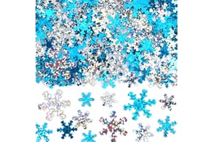 MARFOREVER Winter Snowflake Confetti Decorations, White Blue Glitter Confetti Snow Scatter Sequins for Winter Wonderland Frozen Holiday Baby Shower Party Table Decor Supplies