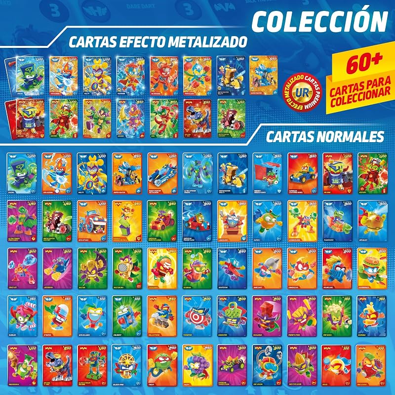 Jogo de Cartas Super Poder SUPERTHINGS – Pack Inicial de Batalha. Caixa com bonecos de ação, acessórios, cartas surpresa de álbuns e colecionáveis. Contém Hidead, Supercar, 2 figuras, livro de coleção e 12 cartas