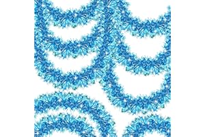 OLIXMLYA 50FT Light Blue Christmas Tinsel Garland, Christmas Garland Tinsel Garlands Christmas Tinsel Garlands Tinsel Twist Garland for Indoor Outdoor for Xmas Tree Holiday Disco Party Christmas Decor