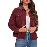 MAGCOMSEN Women's Corduroy Jacket Fashion Cropped Jackets Button Down Shacket Long Sleeve Outerwear with Flap Pockets