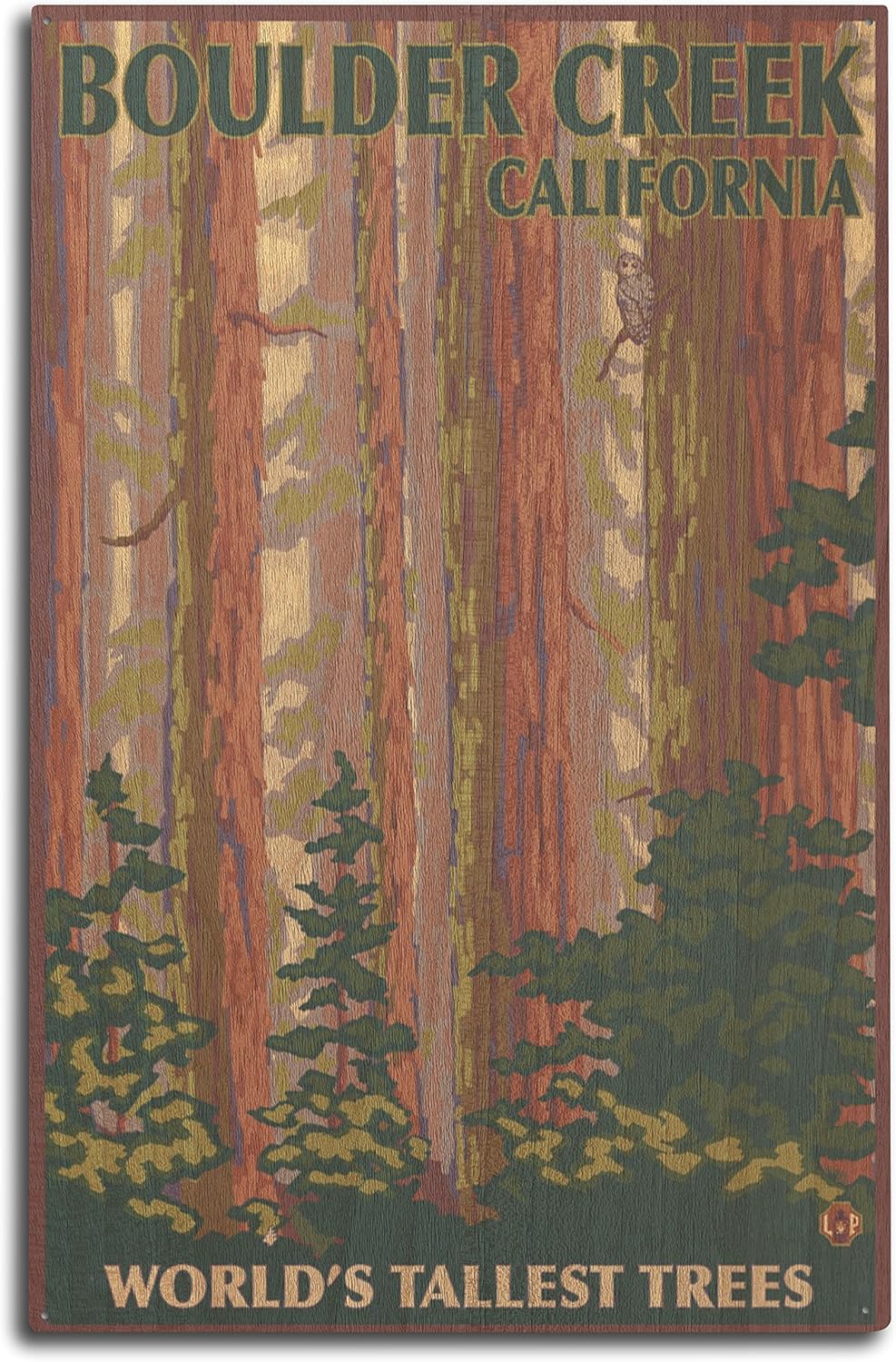 Lantern Press Boulder Creek, CA - Redwood Forest View (10x15 Wood Wall Sign, Wall Decor Ready to Hang)