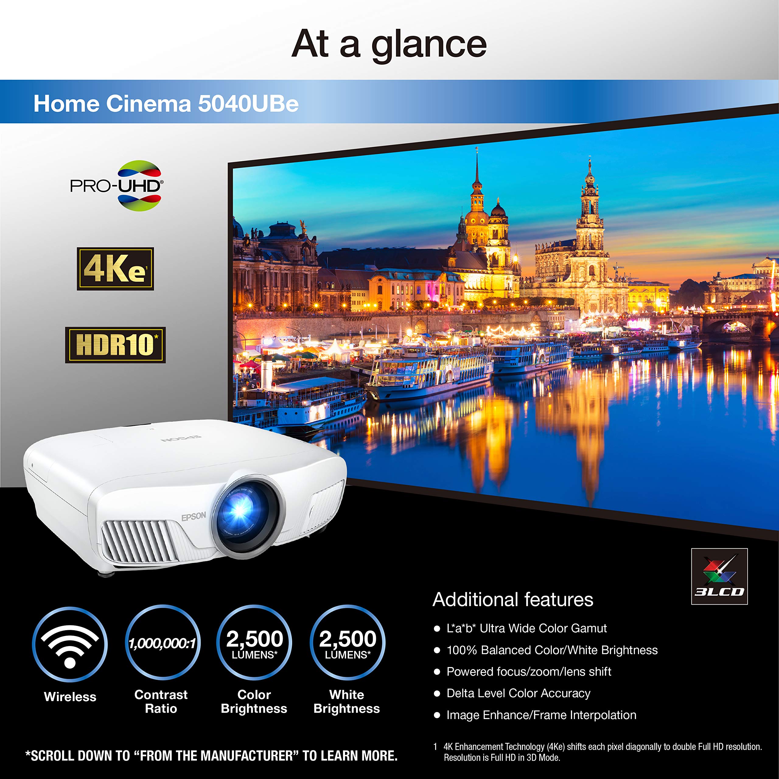 Epson Home Cinema 5040UBe WirelessHD 3LCD Home Theater Projector with