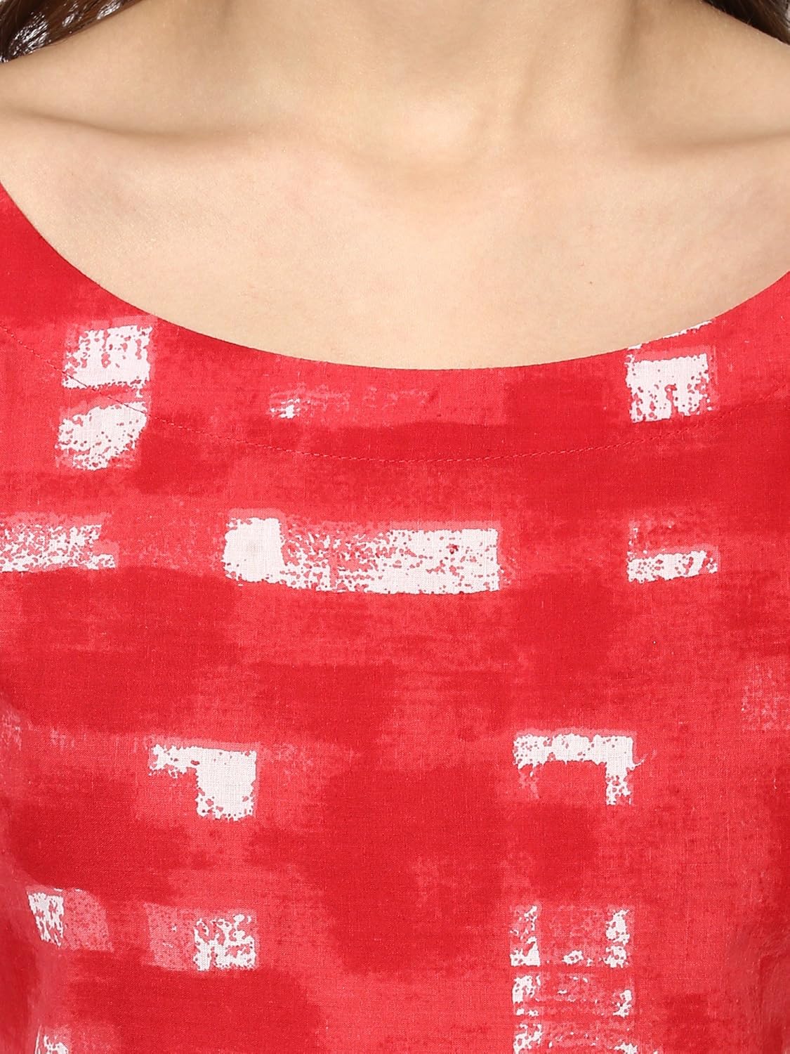 ahalyaa red cotton flare pull over frilled flared summer dress