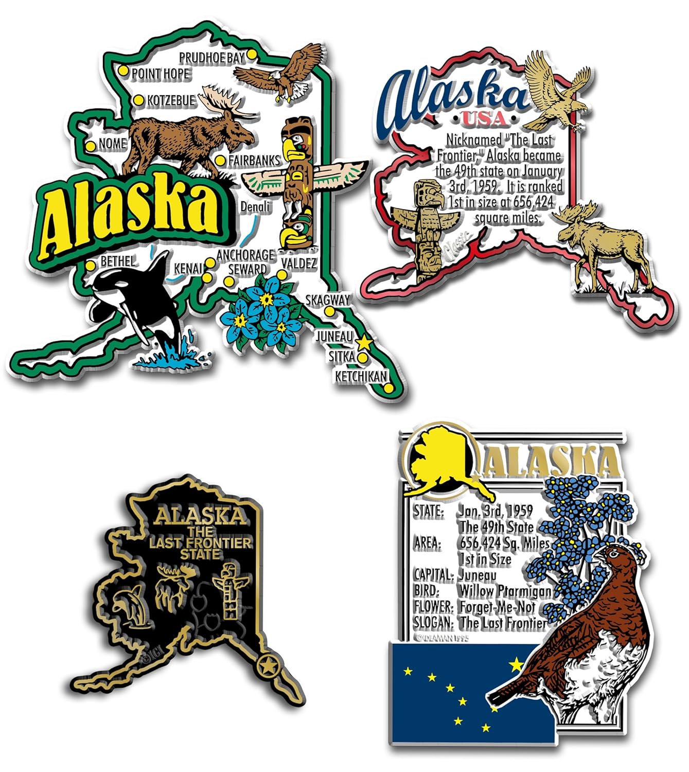 Alaska Four-Piece State Magnet Set