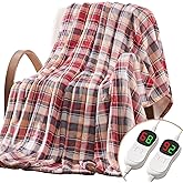 Homemate Electric Blanket Heated Throw - 50x60 Ultra Soft Cozy Flannel Heating Blanket with 10 Fast Heat Levels 8 Hours Auto Off Over-Heated Protection ETL Certification Keep Warm in Home Office