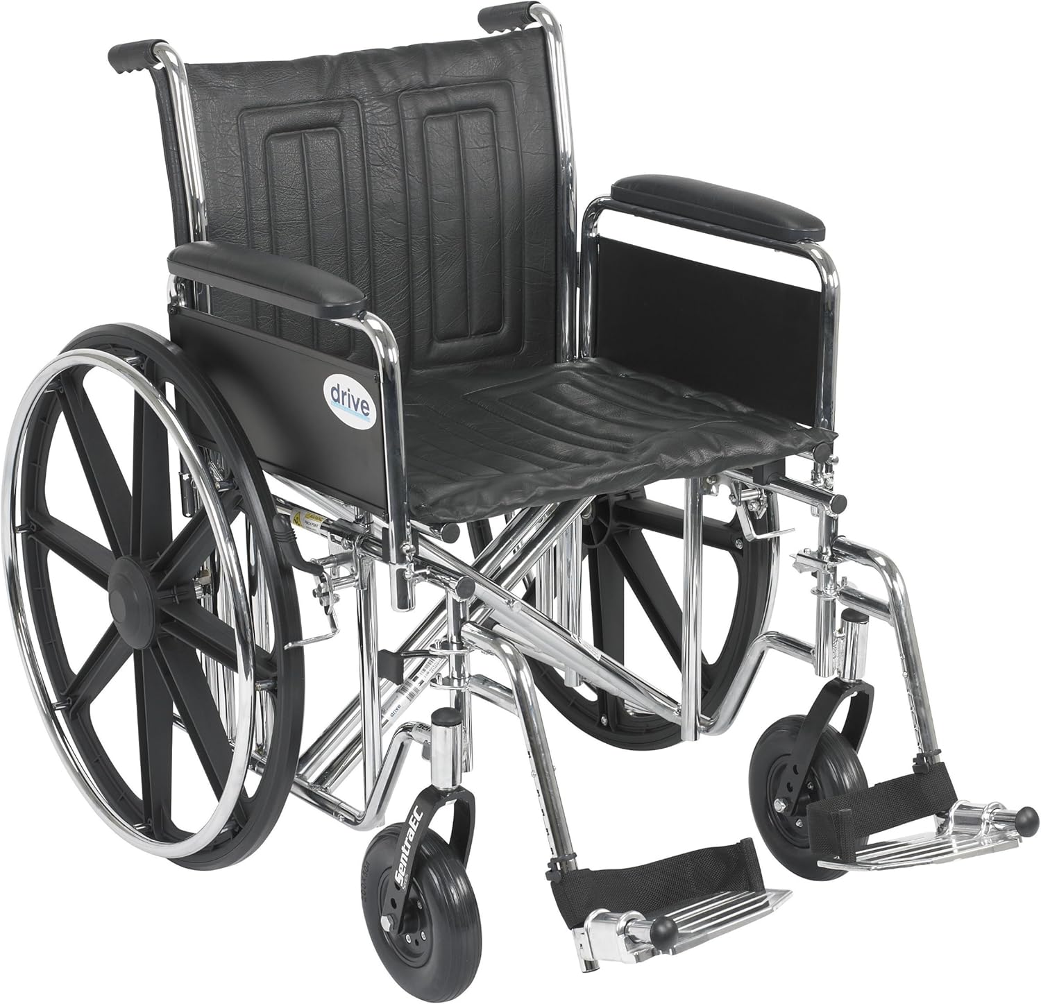 Drive Medical Sentra EC Heavy Duty Wheelchair with Various Arm Styles and Front Rigging Options, Black, Bariatric, 22 Inch: Health & Personal Care