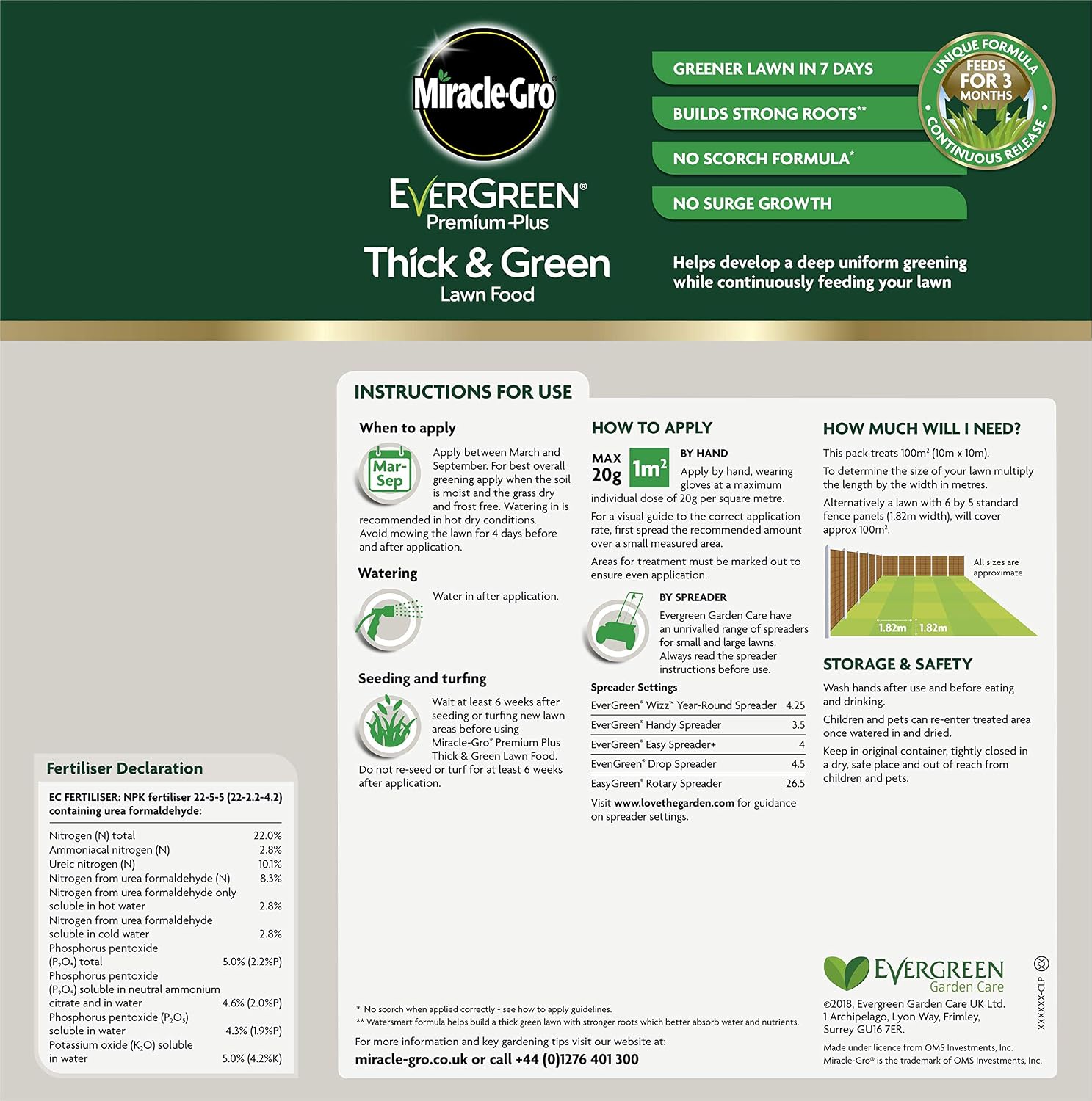 Miracle-Gro EverGreen Premium Plus Thick & Green Lawn Food - 100 m2, 100 sq m - Image 3