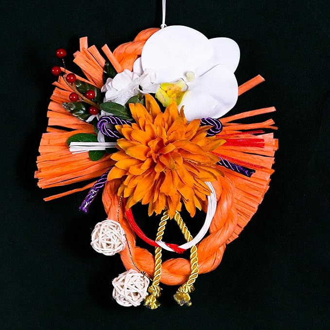 Amazon お急ぎの方すぐ届きます 正月飾り リース 水引 装飾 雑貨 かわいい インテリア 和モダン おしゃれ 玄関 しめ縄 Kazaruシリーズ 注連縄 手作り 正月リース 玄関 ディスプレイ 正月 お正月飾り 門松 迎春 新春 飾り Primeお急ぎ便 胡蝶の金華 正月