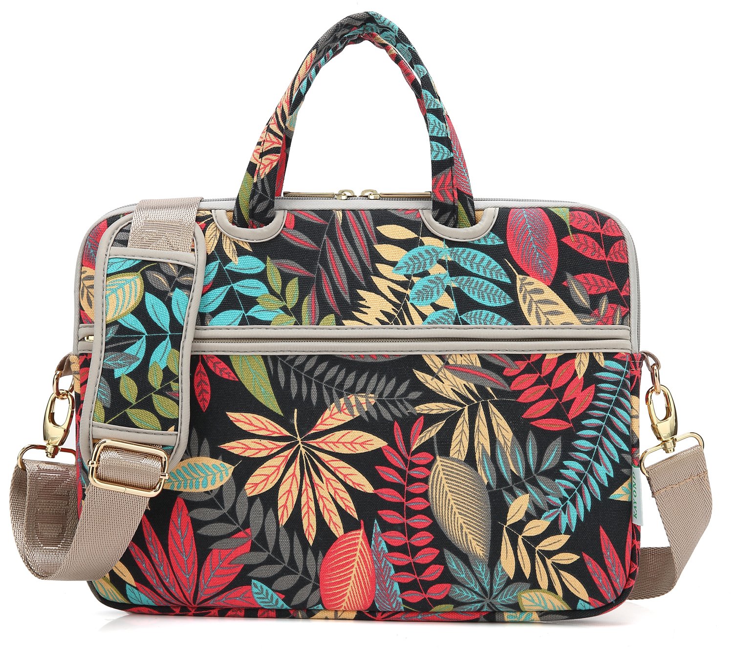 kayond Forest Series Patten Canvas Laptop Shoulder Messenger Bag Case Sleeve for 14 Inch Laptop and Macbook Pro A1707 (14-14.1 inch, Forest Series Black)