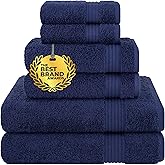 Cotton Paradise 6 Piece Towel Set 100% Cotton Soft Absorbent Turkish Towels for Bathroom 2 Bath Towels 2 Hand Towels 2 Washcloths, Navy Blue Towel Set