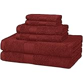 Amazon Basics Soft Bath Towels set , Absorbent Fade Resistant 100% Cotton washcloths 6 Pieces (12