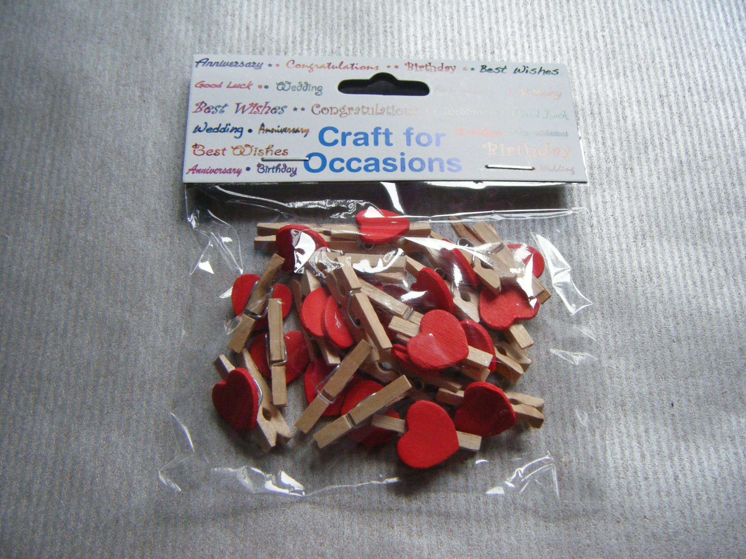 Mini Wooden Pegs with Red Heart (Pk 20). C504